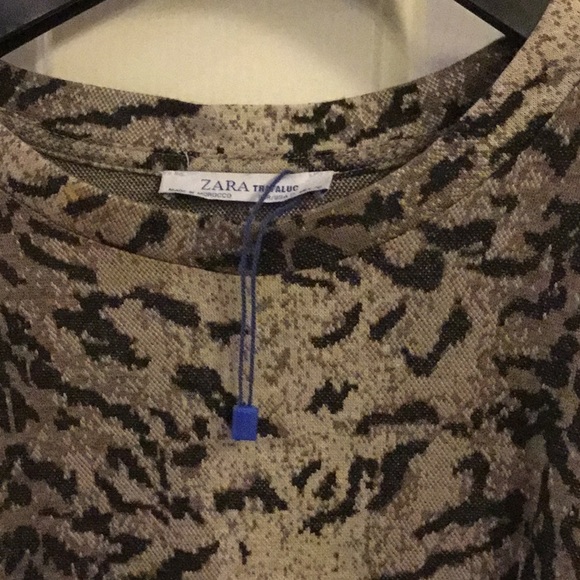 NWT Zara brown belted zebra animal print dress - Picture 5 of 5